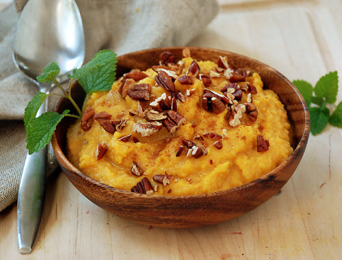 Maple Butternut Squash Mash with Toasted Pecans