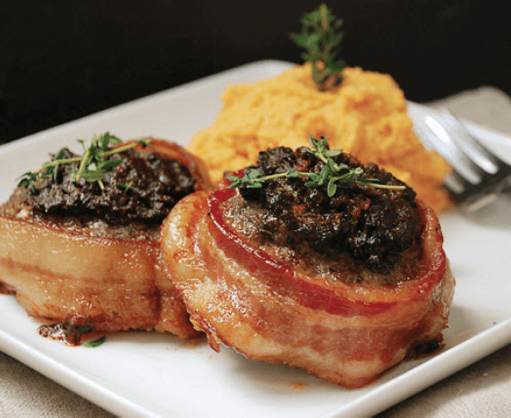 Sundried Tomato Pesto Bacon Wrapped Meatloaf Rounds